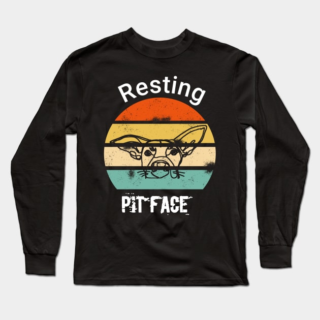 Vintage resting pit face dog Long Sleeve T-Shirt by FouadBelbachir46